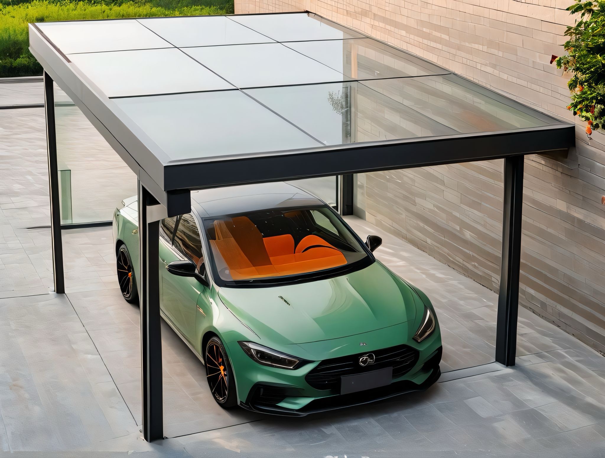 Einzelcarport mit PV-Modulen