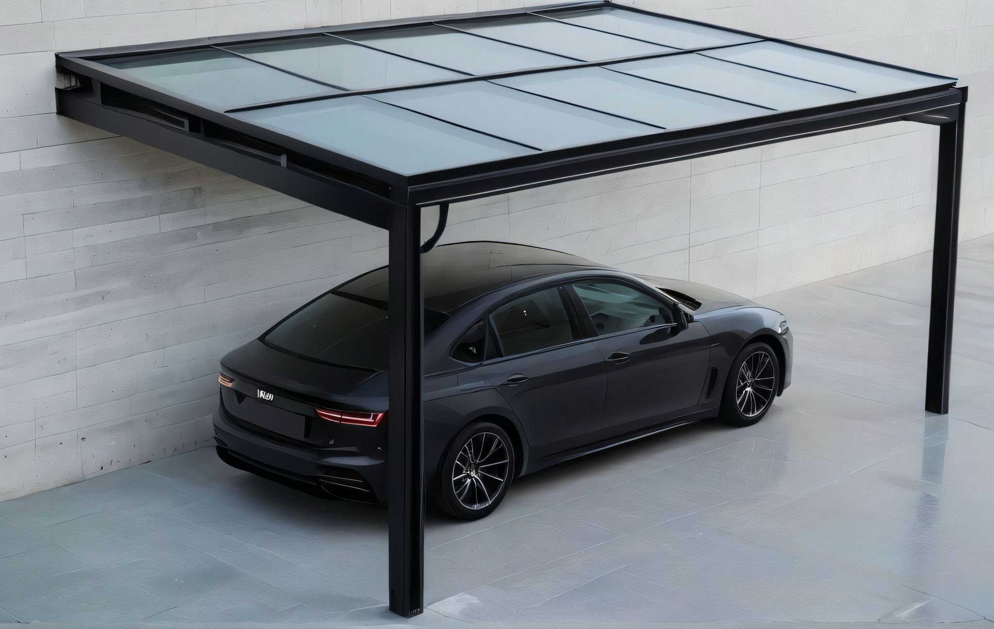 Wandcarport Einzelmodell mit Glasmodulen