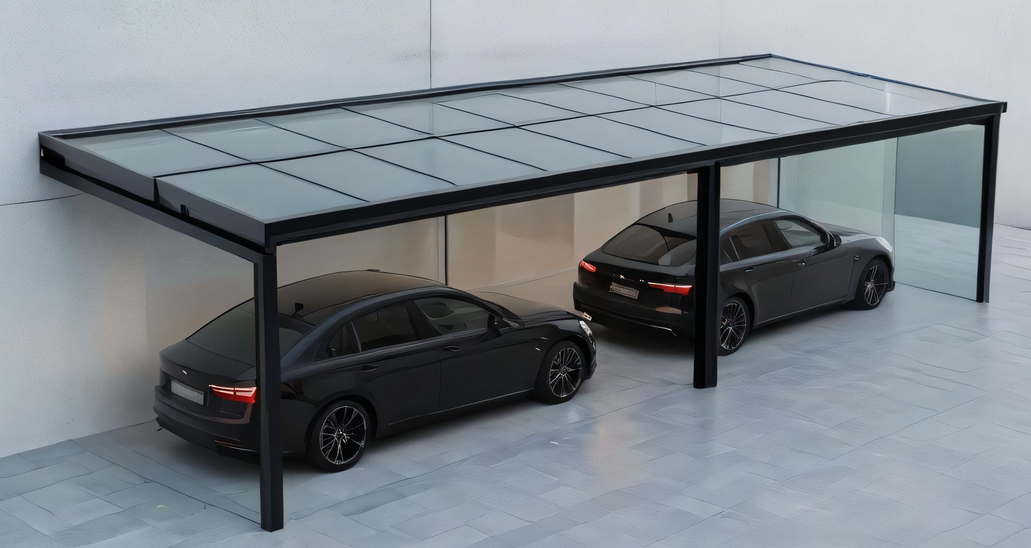 Wand Doppelanbau PV-Carport